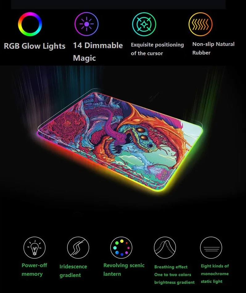 Spēlētājs Peles Paliktņa Monster RGB Tastatūra ar Aizmugurgaismojumu Mat Spēļu peles paliktnis, Lai Portatīvo DATORU Dators