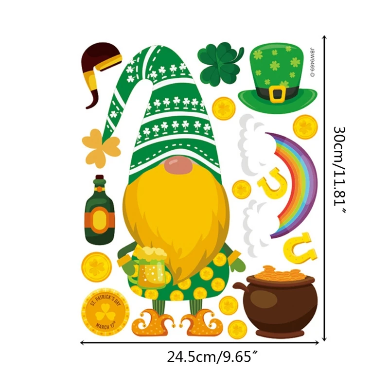 4 Lapas Saint Patrick ' s Day Leprechauns Gnome Logu Piekļaujas Īrijas Shamrock Mājas Apdare, Sienas Uzlīmes Durvju Rotājumi