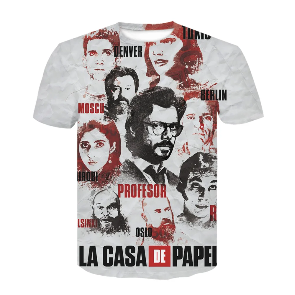 3D La Casa De Papel Sieviešu Apģērbu Naudu Unisex Maycaur Māja Papīra T Krekls Topi Modes Vasaras Īsām Piedurknēm vīriešu apģērbs