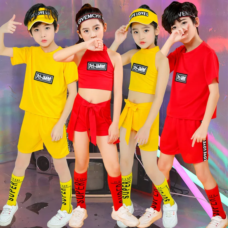 Bērnu Hip Hop Apģērbs Bērniem, Zēnu, Meiteņu Džeza Ielu Deju Kostīmu Vasaras Topi un Bikses Kopa Balles Dancewear Skatuves Apģērbs