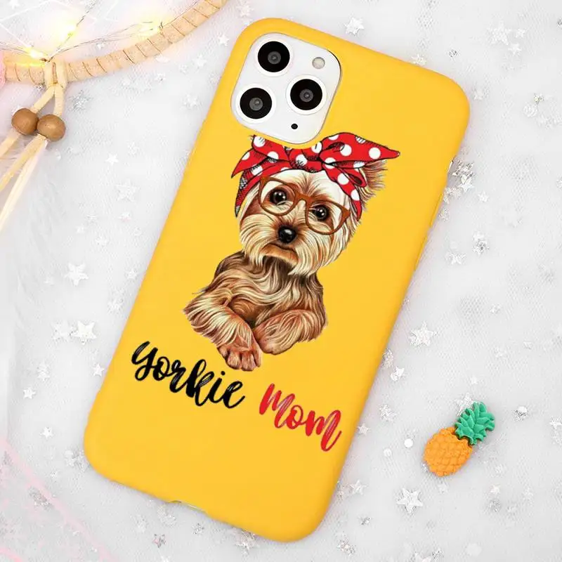 Jorkšīras terjers suns Jaunākās Modes Telefonu Gadījumā Konfektes Dzeltenā Krāsa iPhone 11 12 pro XS MAX 8 7 6 6S Plus X 5S SE 2020. GADAM XR
