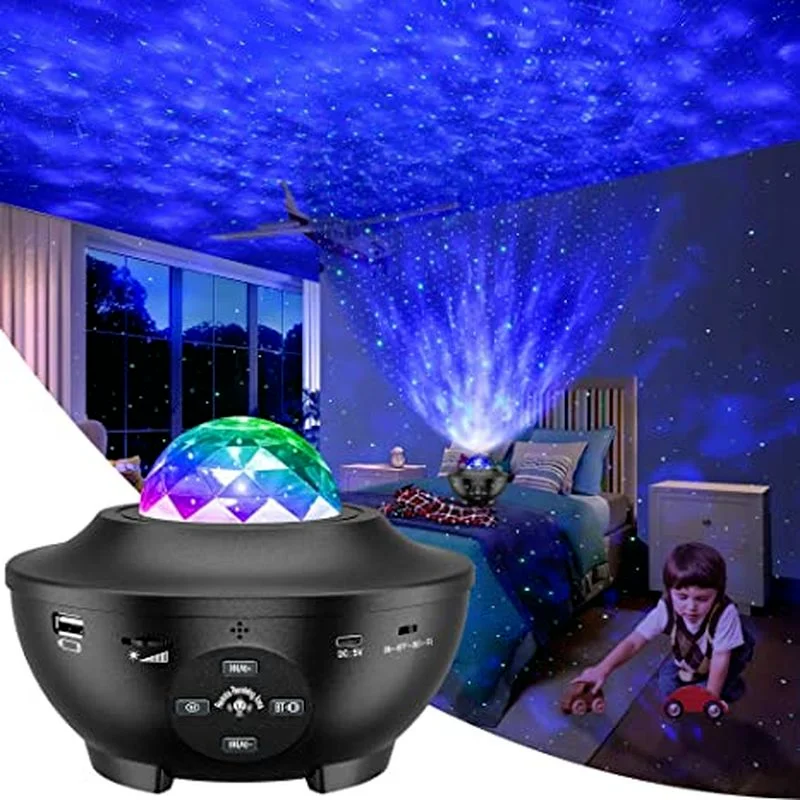 Galaxy Projektoru Lampas Mēness Zvaigžņotās Okeāna Viļņu Usb Nakts Gaisma ar Bluetooth Mūzikas Skaļrunis, Bērnu, Guļamistabas Sienas Jumta Teātris