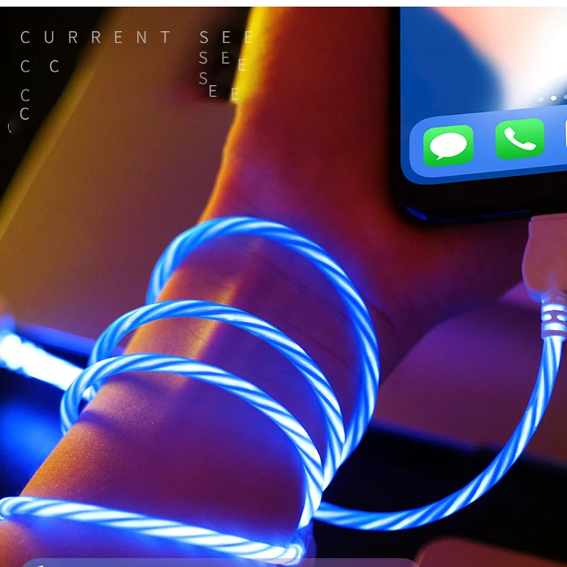 Karstā Svelme, kas Plūst Krāsas USB Lādētāju C Tipa Kabeli Android Micro USB Uzlādes Kabelis priekš iPhone X Samsung Maksas strāvas Vads