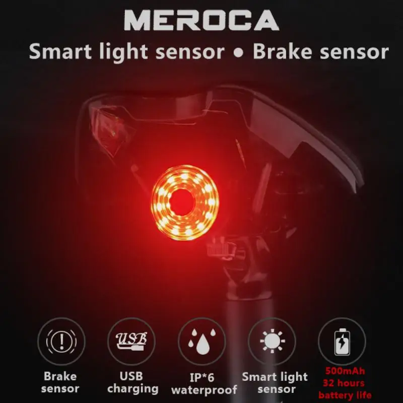 MEROCA WR15 Velosipēdu aizmugurējos lukturus, Inteliģentas Sensors Bremžu Gaismas Usb Uzlādes Kalnu Ceļu Velosipēds MTB MX2 Aizmugures Taillight Velo Lukturi