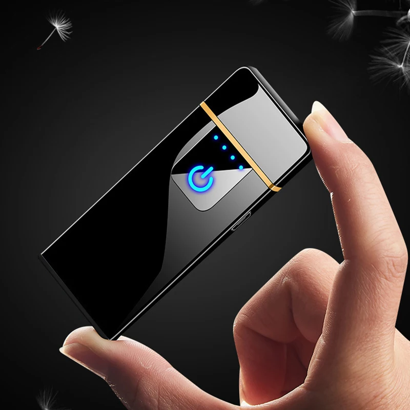 Unikālo pirkstu Nospiedumu Indukcijas USB Lādējamu Vieglāks Ultrathin Plazmas Flameless Elektriskā Smēķēšanas Vieglāks Par Vīriešiem