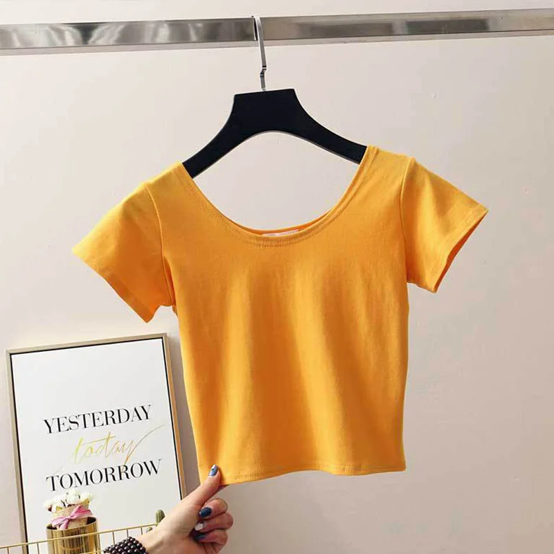 Vasaras Īsām Piedurknēm T-Krekls Sieviešu Apģērbu O-veida Kakla Izdilis Apakšā Topi INS Gadījuma Pamata Tees Top vienkrāsainu T-Kreklu Femme