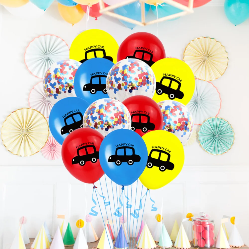 13pcs 12 Collas Auto Drukāšanas Balonus Uzstādīt Baloniem, Konfeti Iestatīt Dzimšanas dienas svinības Piegādēm Lateksa Baloni Partijas Apdare(3pcs Blu