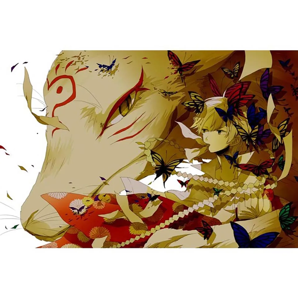 Izšuvumi Mājas Dekoru 5D Dimanta Attēlu Natsume Yuujinchou Krāsošana Anime Pilnu Kvadrātveida Urbt Cross Stitch Dāvanu Roku darbs Sienas Māksla