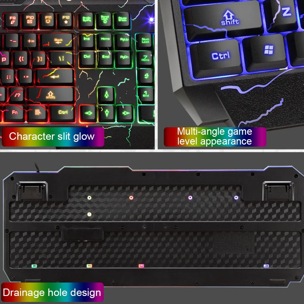 Spēļu Tastatūras Peles Combo USB Vadu Keybord Spēlētājs Komplektam Ūdensnecaurlaidīgs Multivides RGB LED Backlit Tastatūru Un Peli, lai Uzstādītu PC