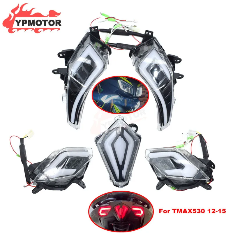 T-MAX530 12-16 Motociklu LED Priekšējais un Aizmugurējais Komplekts Pagrieziena Signāla Indikators Taillight Bremžu Lampas Yamaha TMAX 530 2012. - 2016. gadam 2013