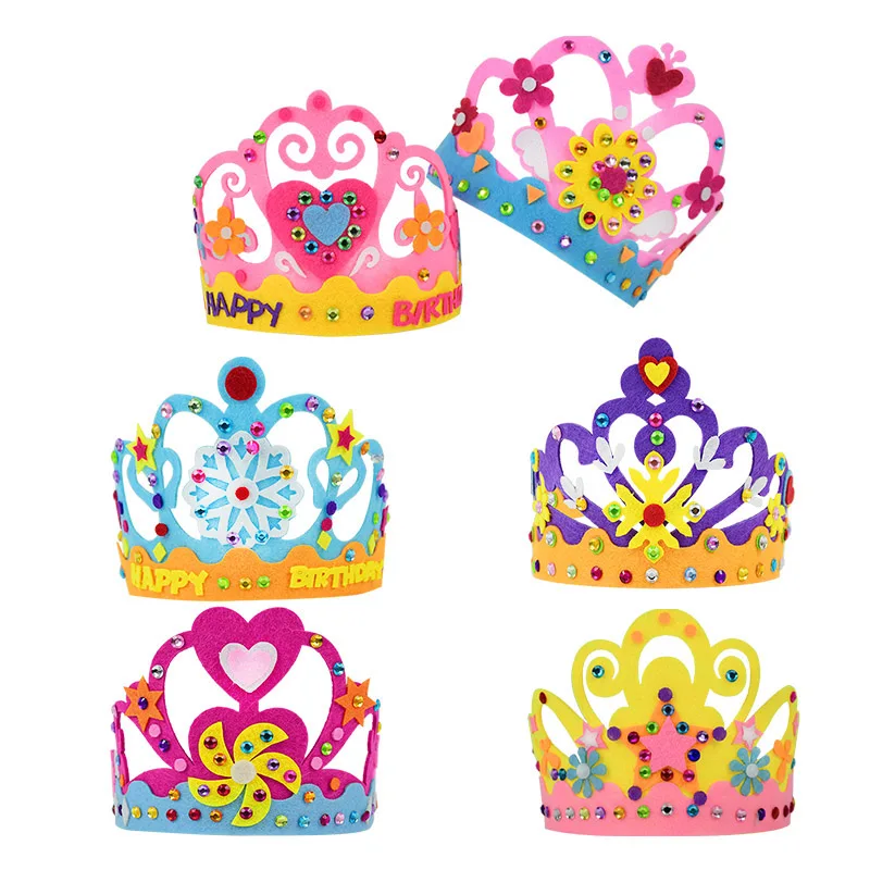 Neausts Audums Tiara Kronis Bērnu, Meiteņu, Zēnu, Dzimšanas dienas svinības Deorations Bērniem, Dzimšanas dienu Cepures ar Dimanta Ziedu