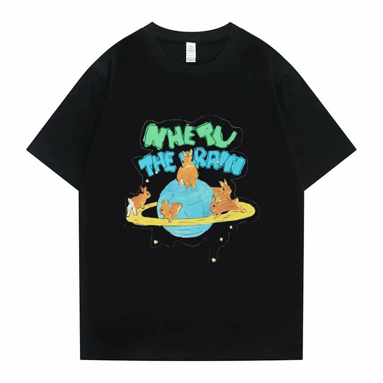 Planētas Truši Drukāt Tees Harajuku Streetwear Hip Hop Stilā T Vīrieši Sievietes Karikatūras Anime T-krekls Vasaras, Kokvilnas, ar Īsām Piedurknēm