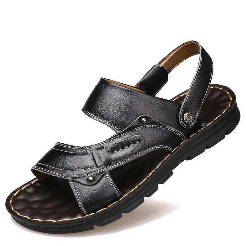 Ejot ikdienas apavi vīriešu sandales vasarā ir 2021. klasiskās dabiskās ādas, ērti jaunas ielidošanas čības, sandales slip-on cilvēks apavi