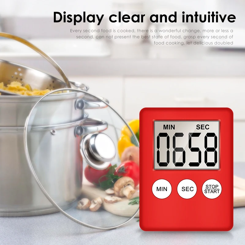 Plastmasas Virtuves Taimeris Lielu Ciparu LCD Virtuve, ēdienu Gatavošanas Taimeris Skaita uz Leju Līdz Modinātājs Magnētisko Praktiskās ēdienu Gatavošanas Modinātājs