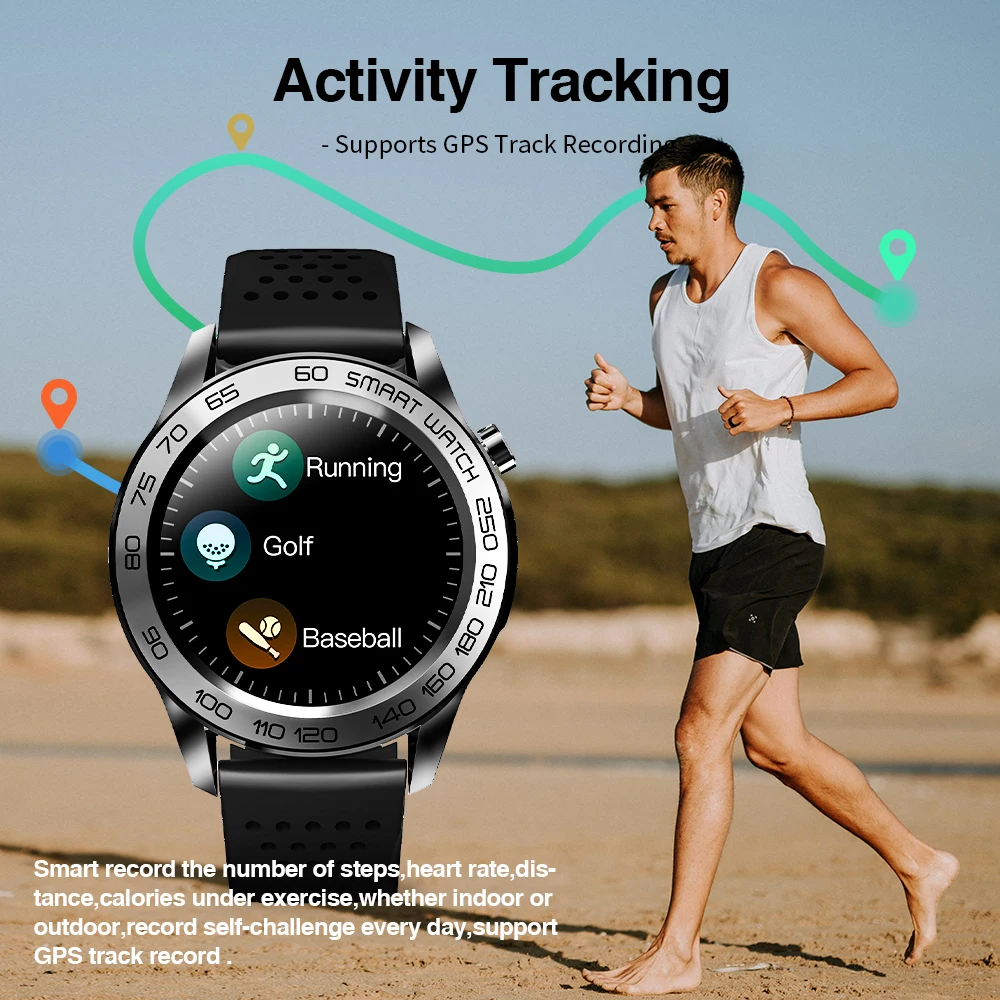 GPS track ir 2021. smart skatīties Temperatūra vairākas sporta režīms Intelligent veselības datu analīzes smartwatch vīriešiem, Android vai IOS