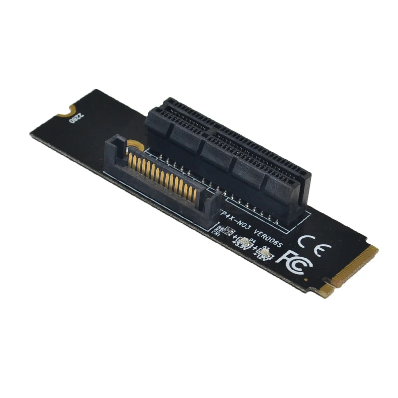 Jaunākās NGFF M. 2 PCI-E 4X Stāvvadu Kartes M2 M Taustiņu, lai PCIe X4 Adapteris ar LED Indikatoru SATA Barošanas Stāvvada par Bitcoin Miner Ieguves
