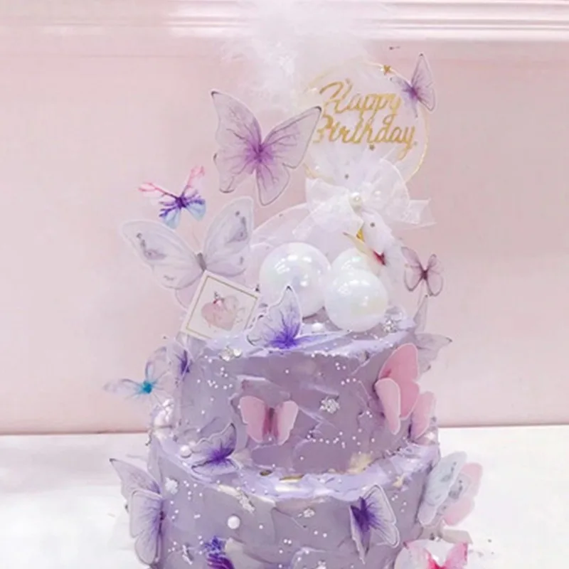 10pcs Happy Birthday Cake Toppers Kūka Apdare Roku darbs, Lakots Butterfly Cake Topper, Lai Kāzas, Dzimšanas dienas svinības Baby Duša