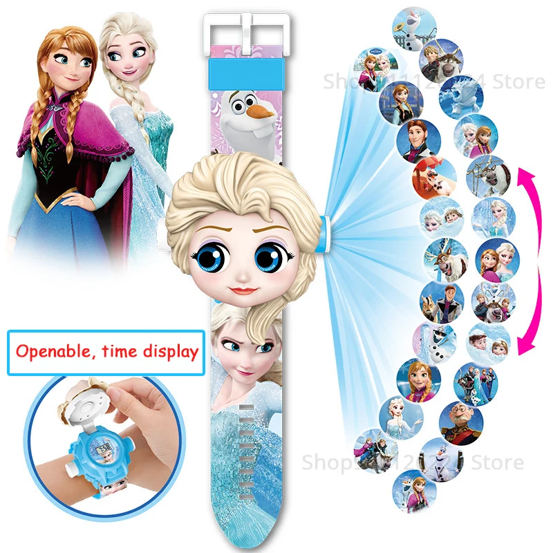 24 imagic Projekcijas Bērnu Pulksteņi Meitenēm Disney Princess Elsa Minnie Skatīties Bērniem Digitālo Pulksteni Zēni Students rokas pulksteņi Dāvanu
