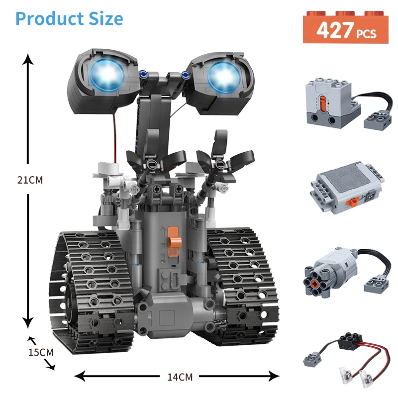 427pcs Radošo Tehnisko Bloki Ēku Electric RC Robots Ķieģeļu Tālvadības Saprātīga Izglītojošas Rotaļlietas Bērniem Dāvanu