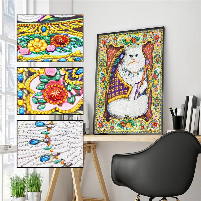 DIY Dimanta Krāsošana Svešzemju Dimanta Ziedu Kaķis 5D Izšuvumu Glezniecības Mozaīkas Dekoratīvās Uzlīmes