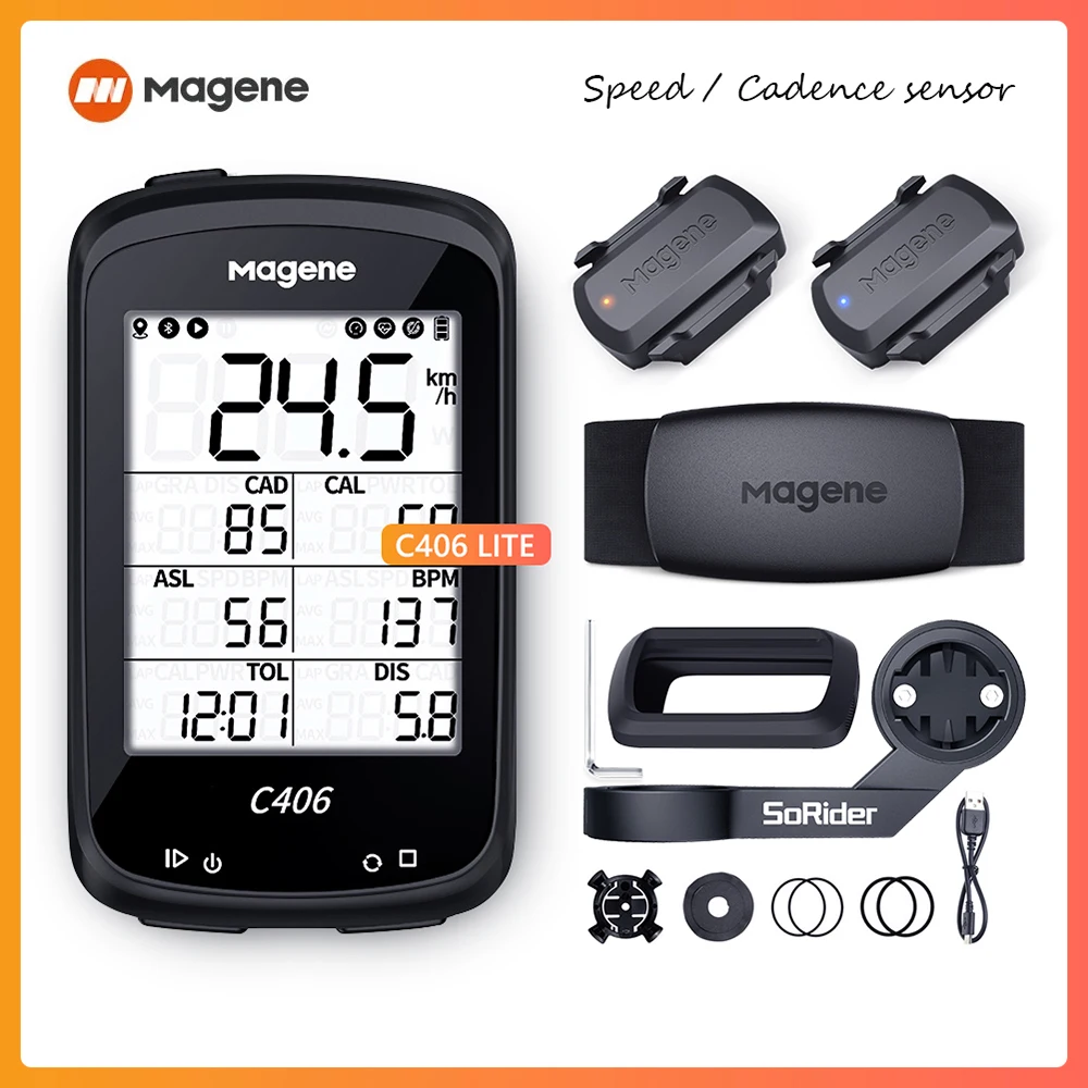 Magene C406 Lite Jaunu GPS Velosipēdu Datora Bezvadu Smart Spidometrs Sync Ātruma Sensoru MTB Ceļu Ūdensizturīgs Velosipēdu Monitoru Datu Karti