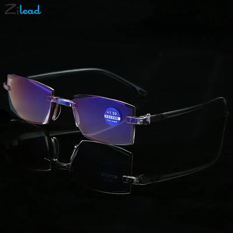Zilead Black Lasīšanas Brilles Vīriešiem Anti Blu-Stariem vecuma tālredzība Briļļu Ultravieglajiem Laukumā Bezrāmju Brilles Dioptrijas no 0 līdz+4 Occhiali