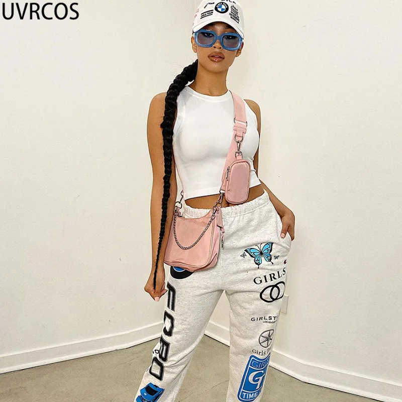 UVRCOS Streetwear Hip Hop Elsas Jogger Par Sieviešu Multi Krāsu Salikuma Ir 2021. Jauno Vasaras Jaunā Modes Augstas Kvalitātes Sporta Bikses