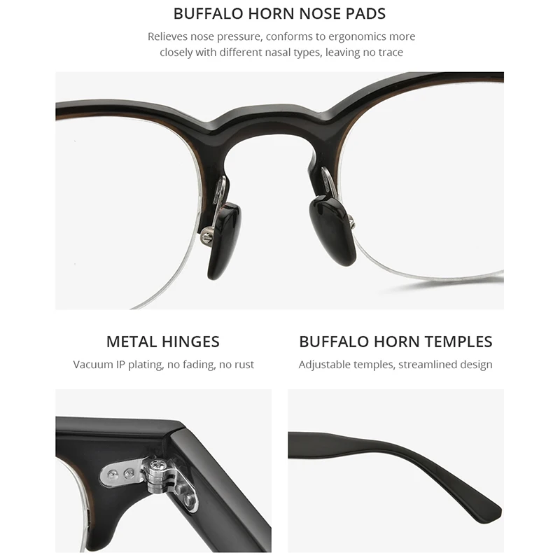 HEPIDEM Mīļotāji Brilles Sievietēm Ir 2021. New Augstas Kvalitātes Vīriešu Kārtas Saulesbrilles Luksusa Briļļu Bifeļa Raga Brilles H0030