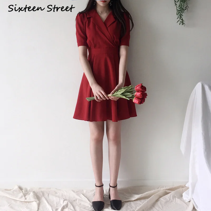 Kleitas, Sievietēm, Vasaras Retro Sarkana Kleita Vasaras V Kakla Vestido Mujer De Y2k Estētisko korejas Modes Apģērbu Vintage New 2021