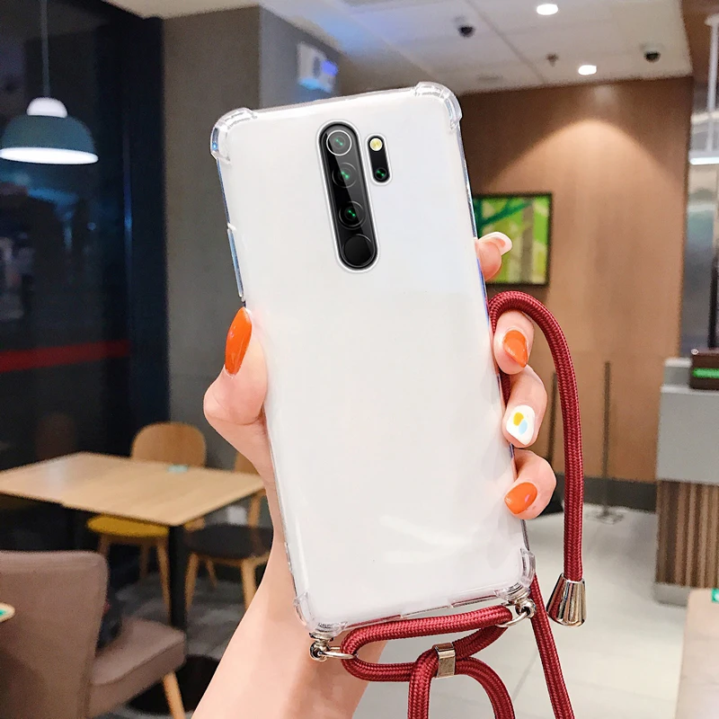 Luksusa Gudrs Siksniņa Silikona Phone Gadījumā Xiaomi Redmi Piezīme 10 9 8 7 Mi 11 10 9 8 T Lite F2 Pro Ultra-plānas Kaklarota Virves Vāciņu