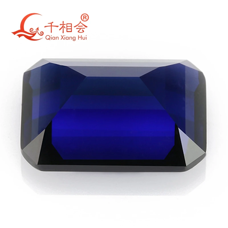Zilā krāsa taisnstūra formas smaragds samazināt mākslīgo Safīra korundu gem akmens rotaslietu izgatavošana