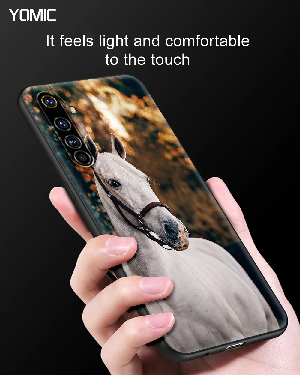 Zirgu Sērijas Black Capa uz Realme C3 6 5 7 XT X50 C11 7i C15 X7 Pro V15 5G C20 TPU Mobilo Telefonu Gadījumā Segtu Buferi