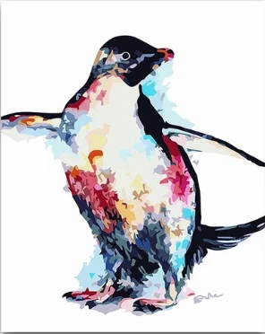 DIY Krāsošana, krāsu skaits gleznas numuri Pingvīns sienu apdare, karkasu krāsošana pēc numurus ar komplektiem