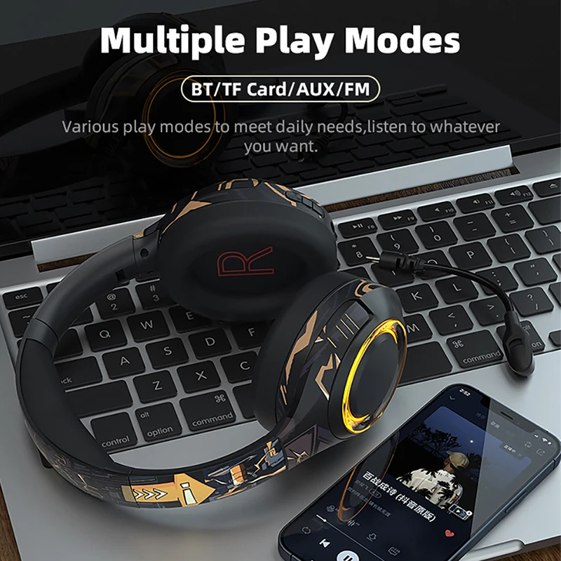 Genai Spēļu Austiņas ar Mikrofonu Bluetooth 5.1 Stereo Austiņu Dziļu Basu Bezvadu Austiņas PC Gamer ar Fasion Rotaļlieta