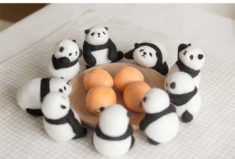 Jauki Gudrs Panda Vilnas Adatu Felting Rotaļlietas Vilnas Filcs, Poked Adatu Komplekts DIY Iepakojums Ne-Gatavo Dāvanu par Kazlēnu, Bērnu Rotaļu Lelle