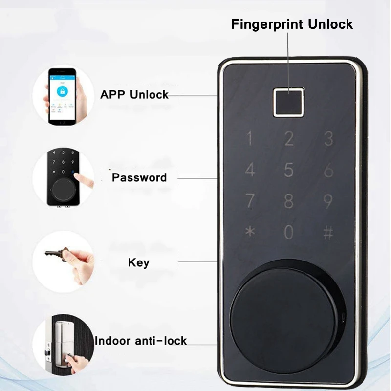 Elektronisko Tastatūru Deadbolt Aizsardzība Ar Paroli Keyless Ieceļošanas Durvju Slēdzenes Tuya Bluetooth Automātiskā Priekšējo Durvju Slēdzenes Ar Pirkstu Nospiedumu