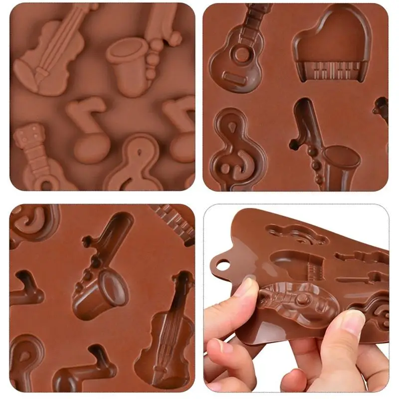 Silikona Mini Šokolādes Pelējuma Radošo 3D Mūzikas Zīme Modelis Formas Konfektes Želejas Pelējuma DIY Pieņemšanas Mīklas Kūka Rīku, Virtuves Piederumi