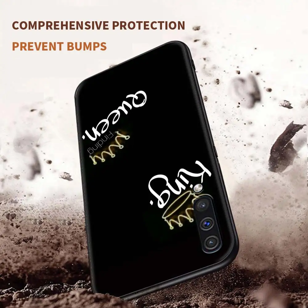 Zelta Karalis, Karaliene Case For Samsung Galaxy A50 A10 A70 A20e M31 A30 A40 A02s M30s M11 M21 F41 Triecienizturīgs TPU Melns Segt