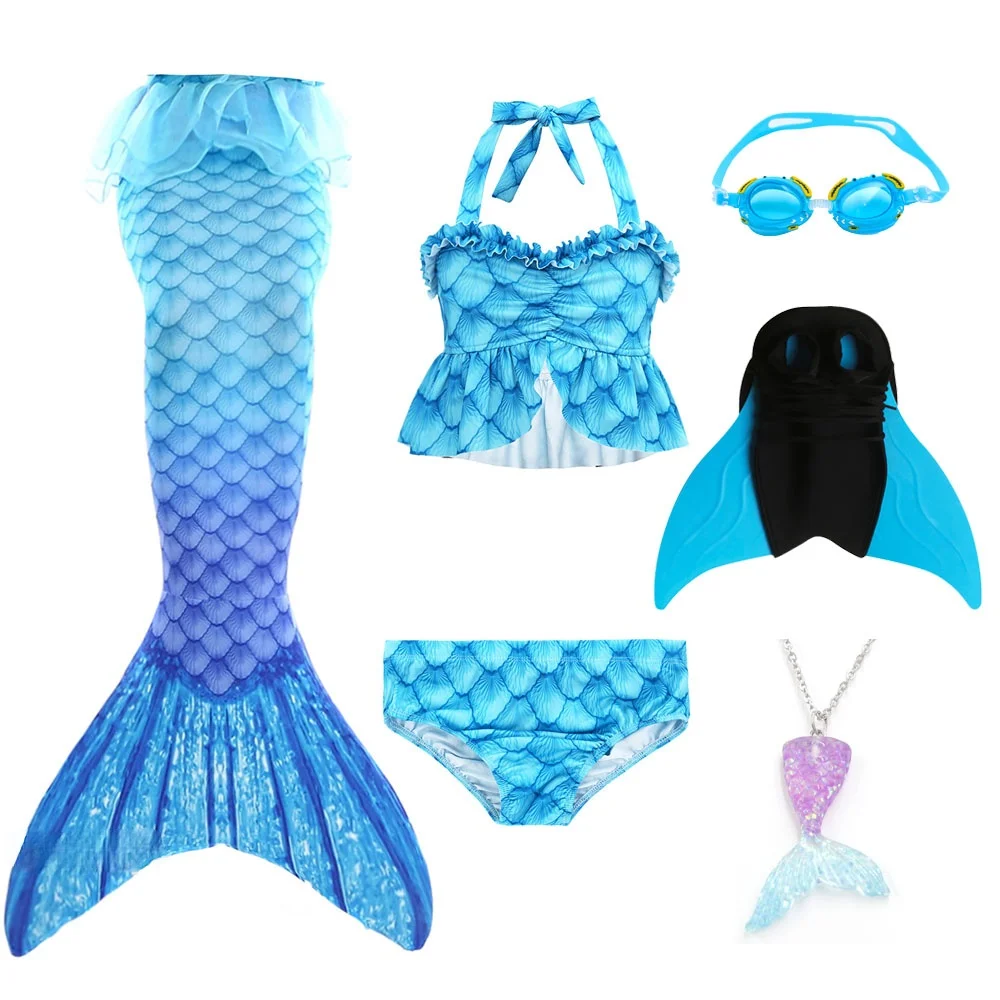 New Blue Bērnu Cosplay Nāru Astes Meitenēm Iedomātā Persona Kostīmi Sirēna Peldkostīmu Apģērbs, Peldkostīmi, Bikini Komplekti