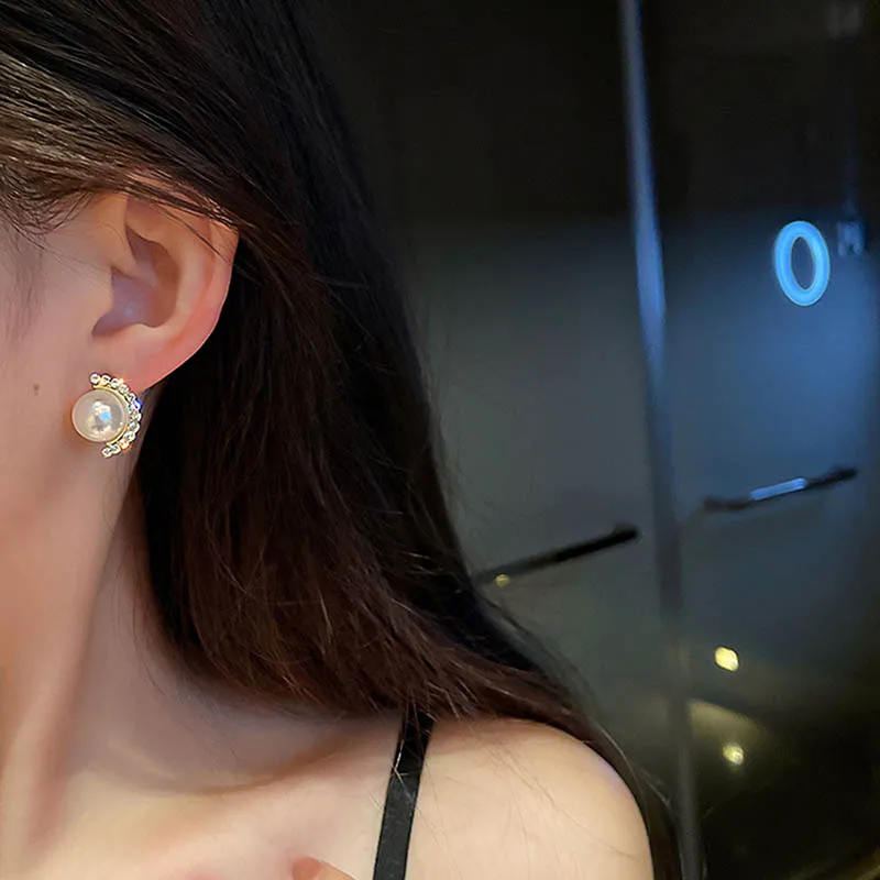 Pērle crysta stud auskari sievietēm korejas modes luksusa Ģeometriskā klipu auskars pendientes rotaslietas kolczyki earings aretes