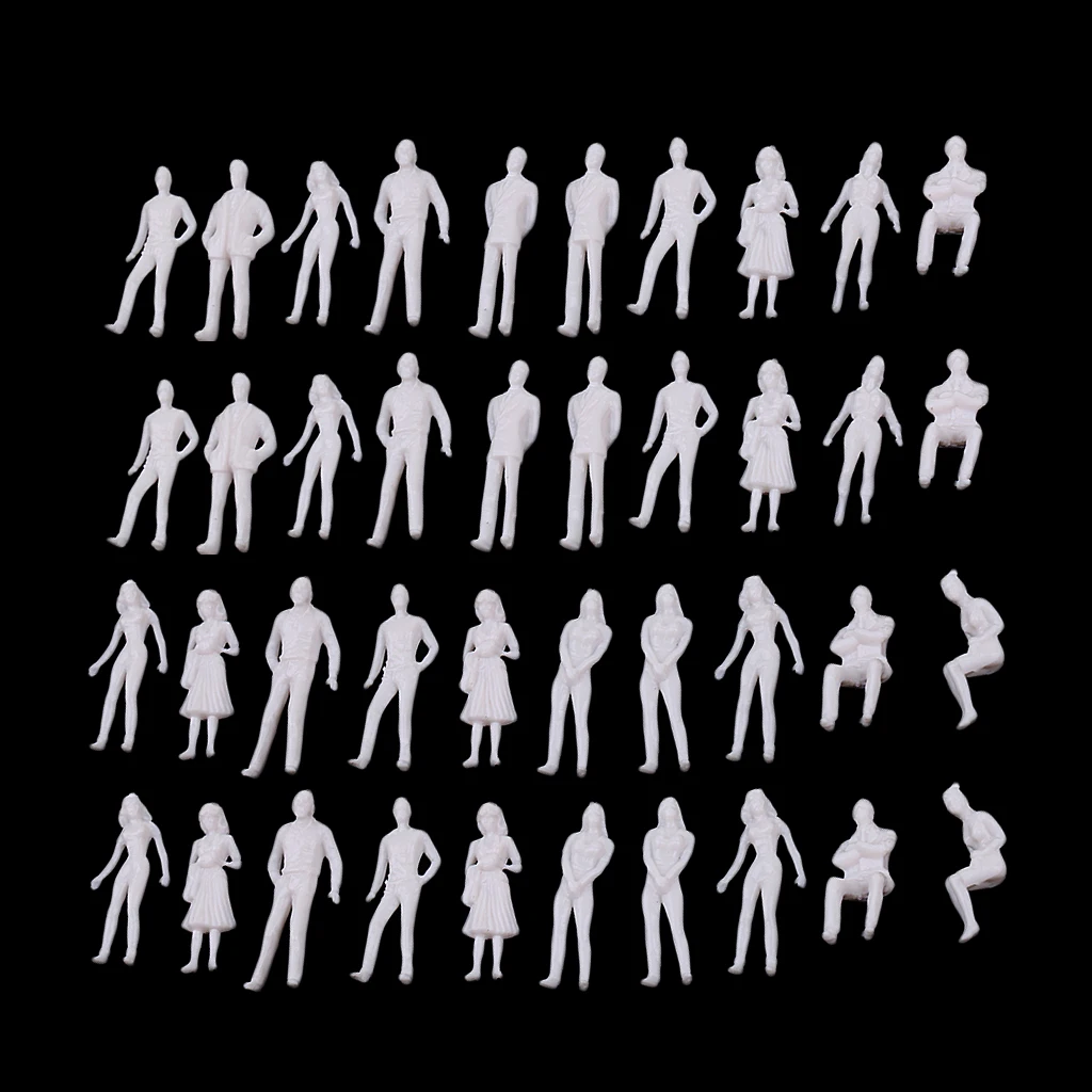 40x 1/50 Mēroga Modelis Baltā Skaitļi/Cilvēku Vilcienu Izkārtojumu Diorāma Piederumi