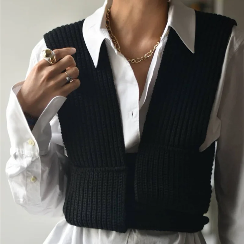 Sieviešu Trikotāžas Crop Topi Džemperi Sexy Piedurknēm Apkakli Sieviešu Modes Pārsējs Džemperis Dāmas Cieta Seksīga Trikotāžas Veste Augšu