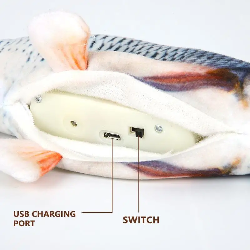 Pet Mīksto Elektronisko Zivju Forma Kaķis Rotaļlietas Elektriskās Uzlādes ar USB Simulācijas Zivju Rotaļlietas Funny Kaķis Košļājamā Spēlē Piederumi