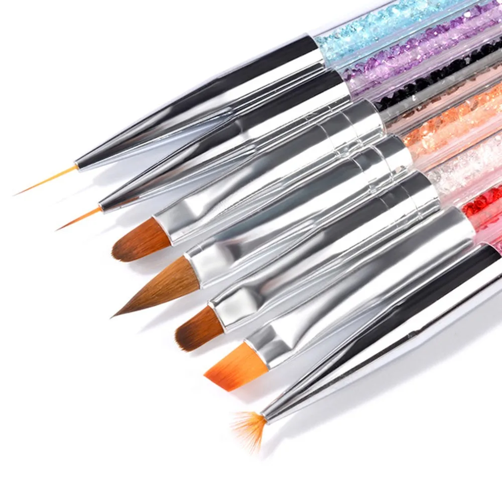 7pcs/komplekts Nagu Starplikas Zīmēšanas Otu, Krāsošanas Nagu Pildspalvas Sukas Rhinestones Neilona Matu Akrila Rokturi Nail Art Pildspalvas DIY Rīks