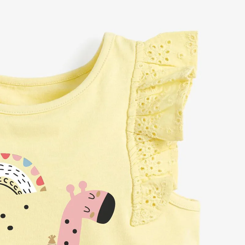 Maz Maven Meitenes, Dzeltena T-Krekls ar Jauku, Žirafe Jauns Bērnu Apģērbs Bērnu Bērni Cute