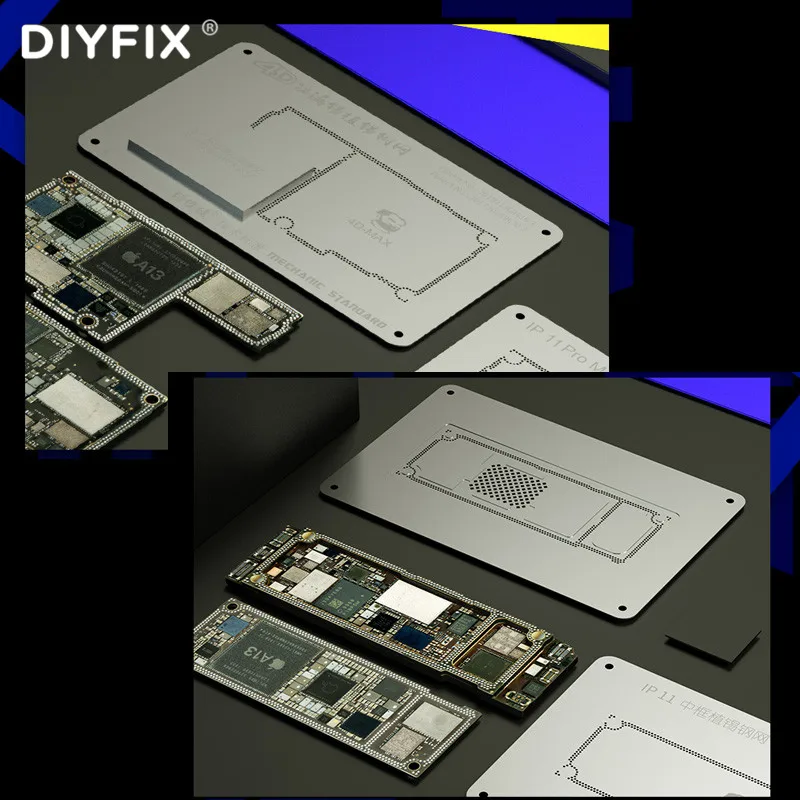 DIYFIX 4D Leakproof Skārda Stādīšanas Tērauda iPhone X/XS/XS Max/11/11 Pro/11 Pro, Max Pamatplates Loģika IC Mikroshēmu Bumbu Lodēšanas Neto