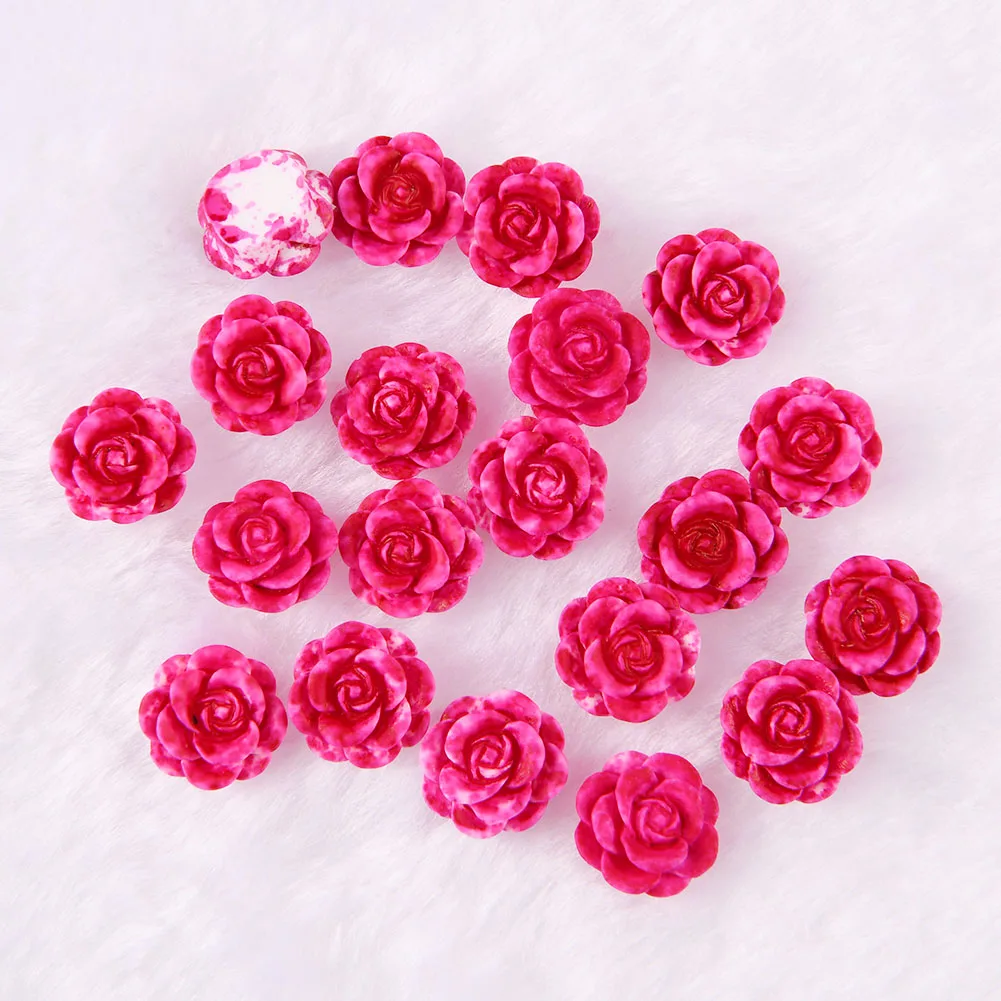 BOLIAO 30Pcs 13mm Rose Puķu Spīdīgu Sveķu Plakanu Aizmuguri Rhinestone Līme uz Somas/Drēbes, Mājas Piederumi Apdares R348