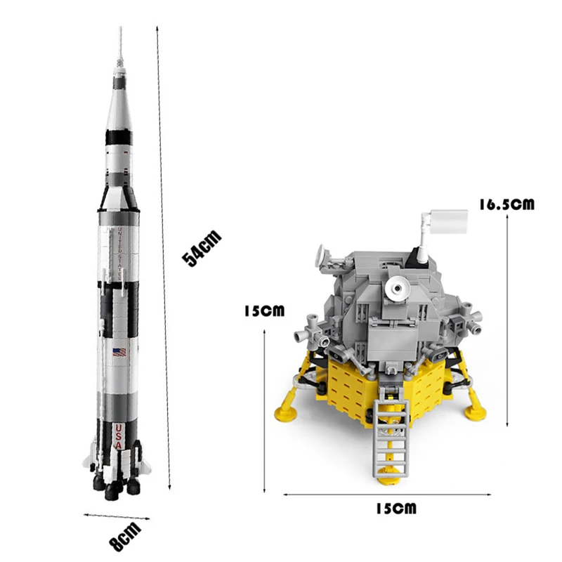 KM Apolloes Saturn V Raķete Kosmosa Lunares Moduļa Modelis Ķieģeļu Kosmosa Izpētes Sērijas Celtniecības Bloki, Rotaļlietas Bērniem Dāvanas