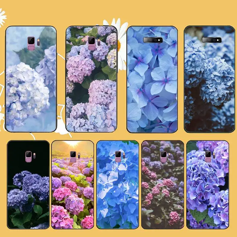 Zila Hydrangea Botāniskais ziedu Tālrunis Case For Samsung galaxy S 9 10 20 10 21 30 31 40 50 51 71 s, ņemiet vērā, 20 j 4 2018 plus