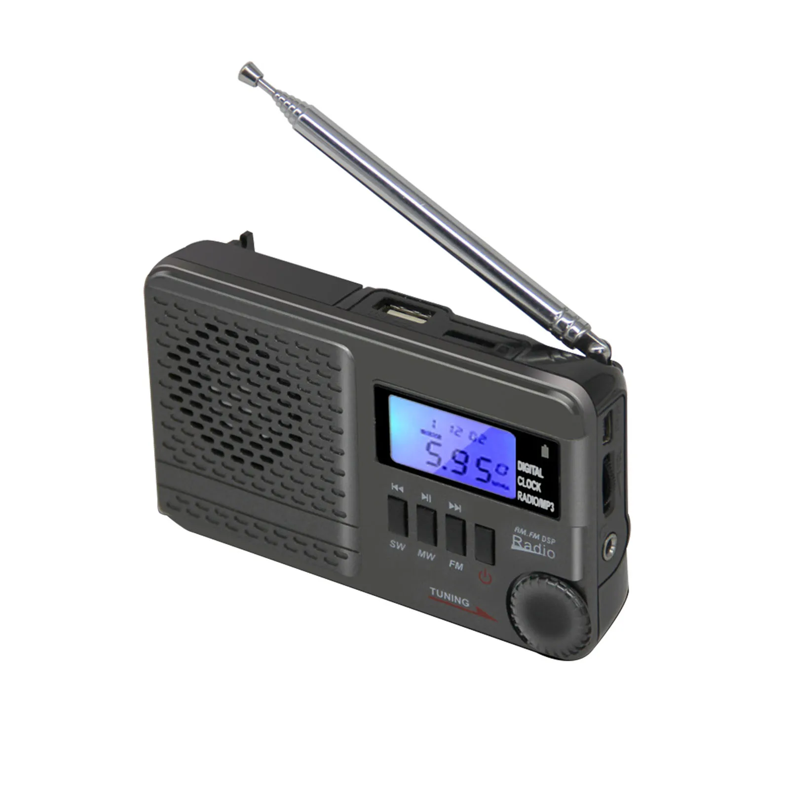Stereo USB Lādējamu Pilnu Joslu Viegli Izmantot Dāvanu FM AM Uztvērējs Viegls Ceļojumu Portatīvie Radio Digitālais Modinātājs Mājas